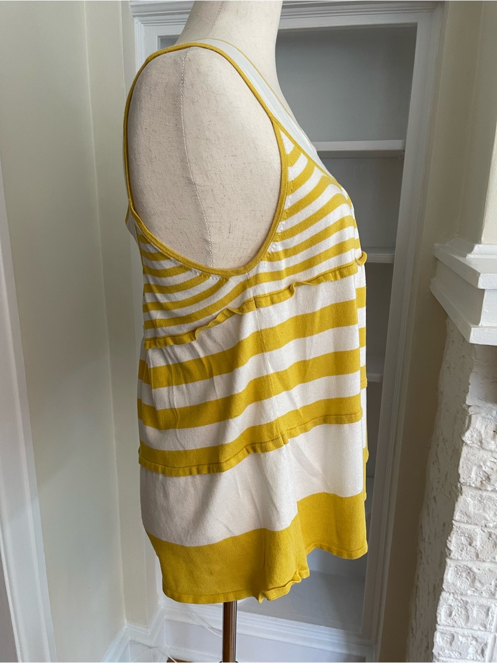 Free People Yellow and White Striped Sleeveless Tunic Top - Picture 7 of 7